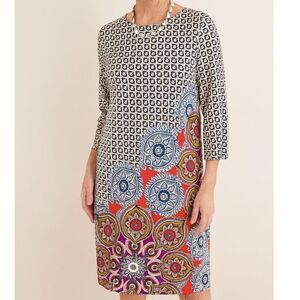 Chico's Stretchy Patterned Shift Dress Size Medium